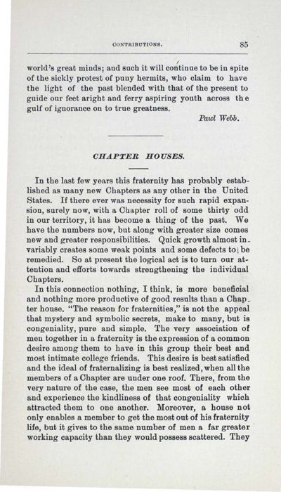Chapter Houses, December 1906
